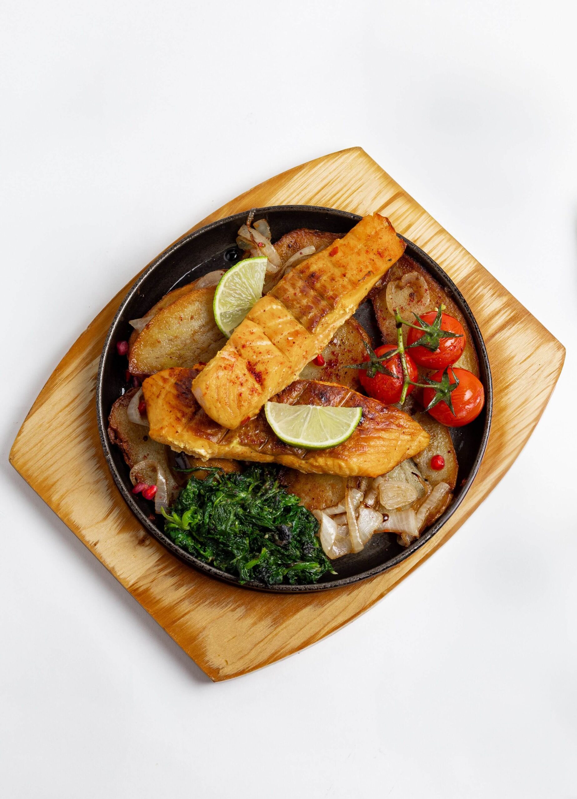 Pan seared salmon fillets cooked to golden perfection